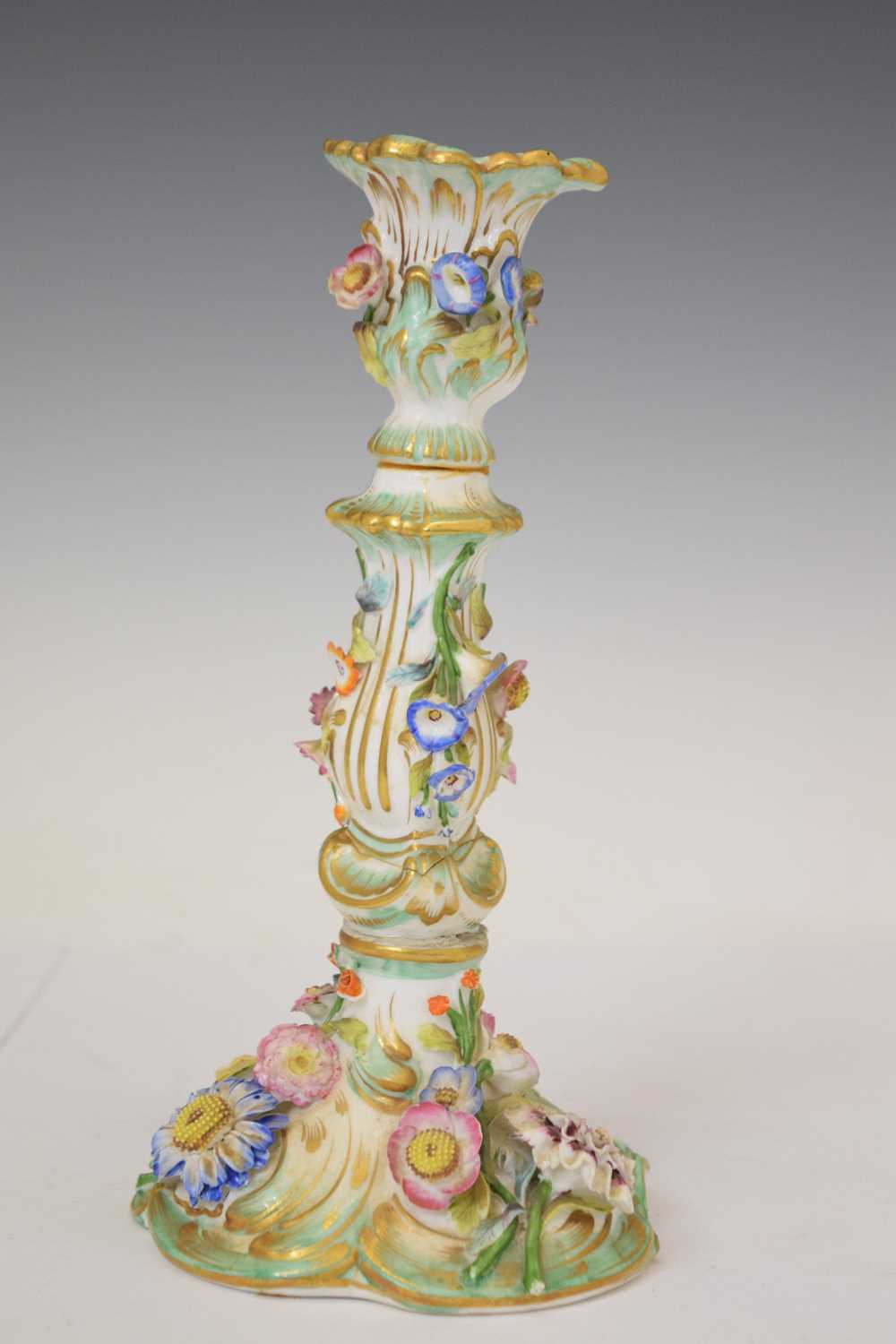 Pair of early 20th century Continental flower-encrusted candlesticks - Image 4 of 12