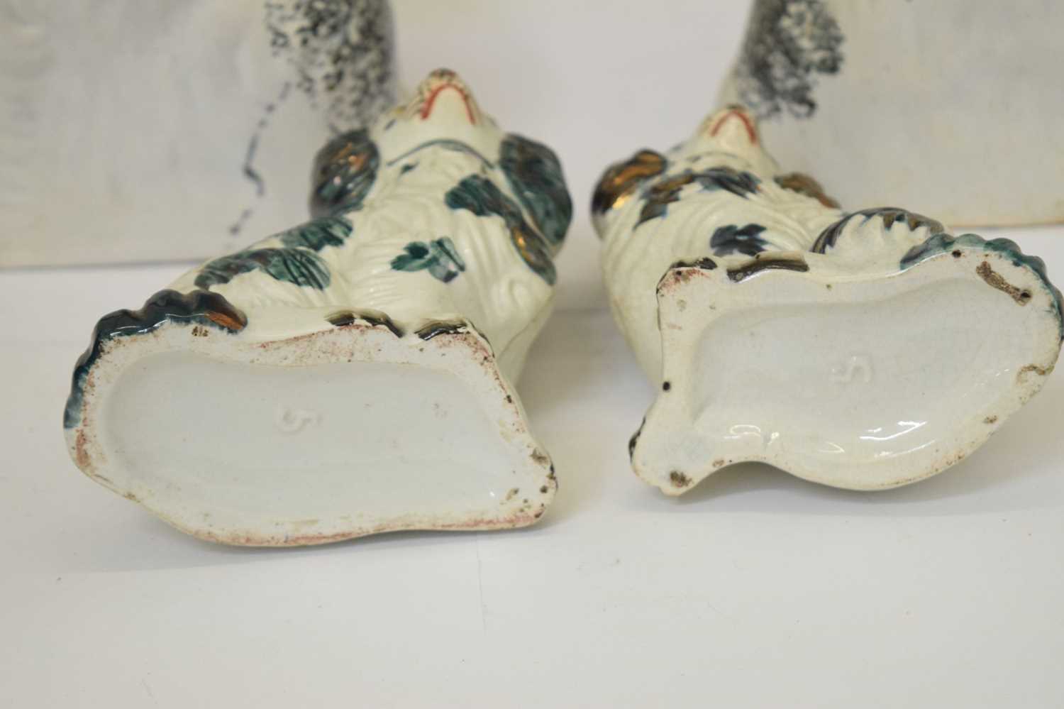 Two pairs of Staffordshire spaniels, together with three hunting jugs - Image 7 of 19