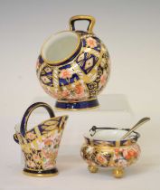 Royal Crown Derby - Imari Witches pattern miniature coal scuttle and salt scuttle