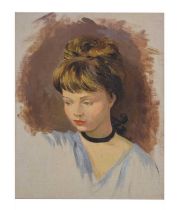 Mid 20th century oil on canvas laid on board- Portrait study of a young girl