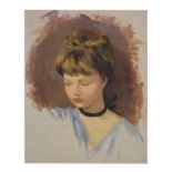 Mid 20th century oil on canvas laid on board- Portrait study of a young girl