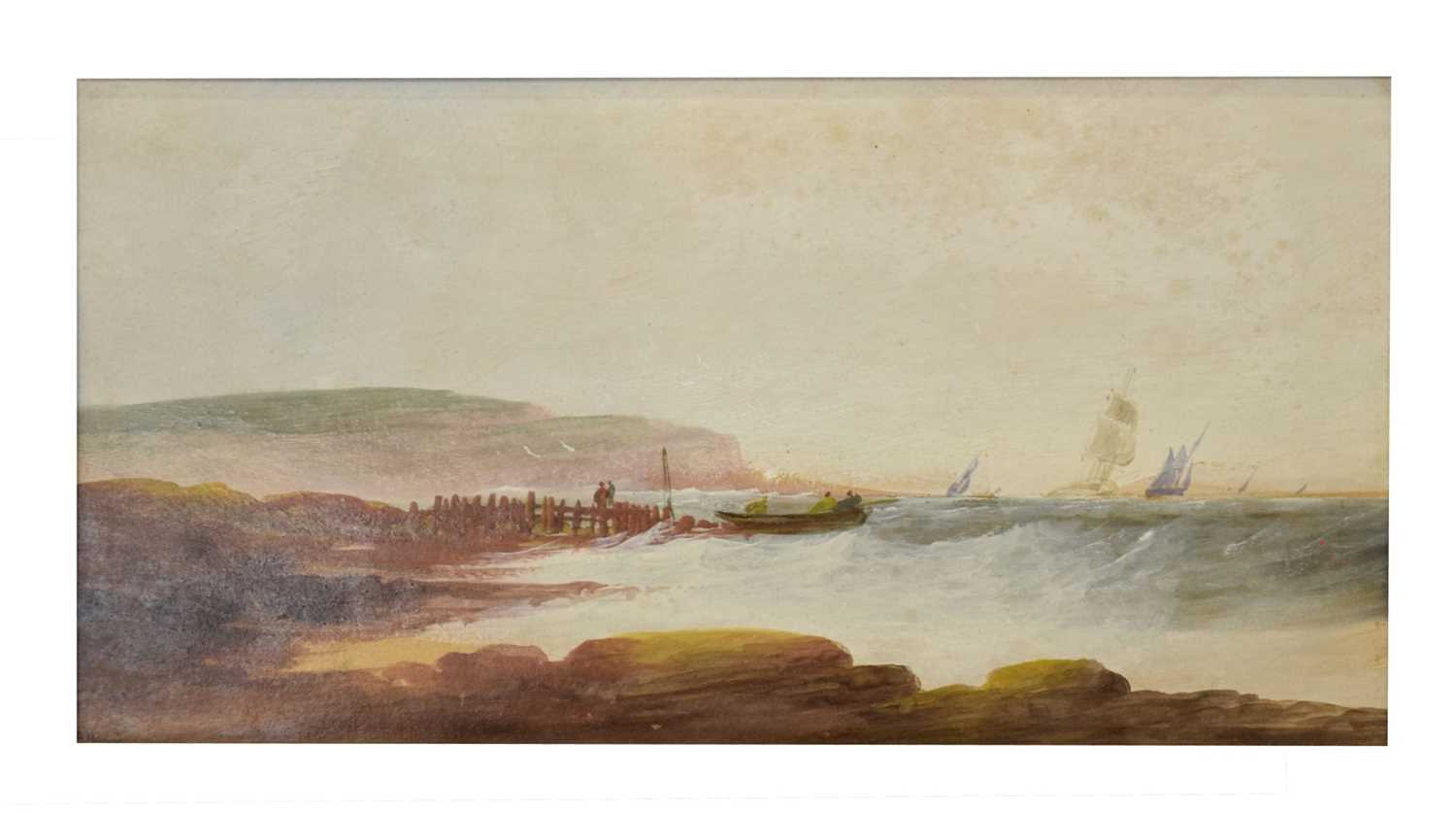 Follower of James Harris of Swansea (1810-1887) - Oil on board - Coastal landscape