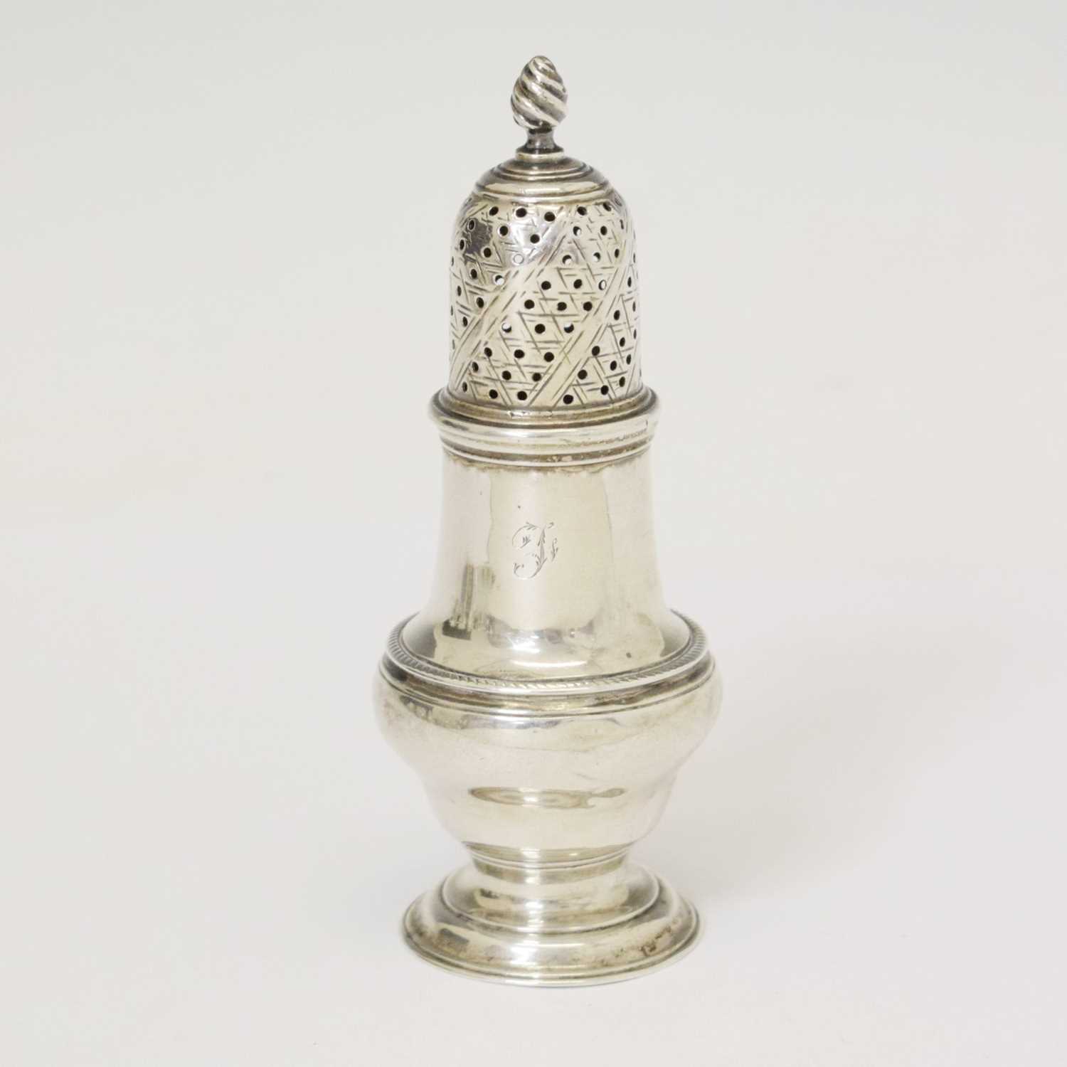 George III silver pepperette of baluster form