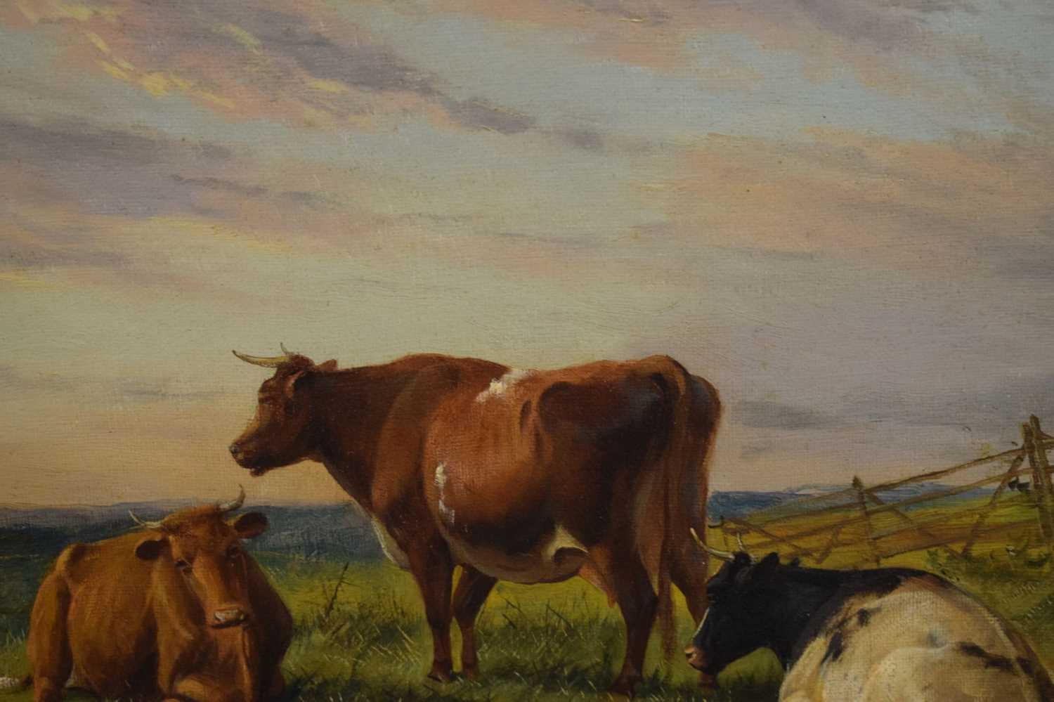 Manner of Thomas Sidney Cooper (1803-1902) - Oil on canvas - Cattle in landscape - Image 7 of 14