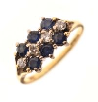 Sapphire and diamond 18ct gold cluster ring