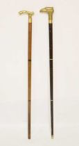 Two 20th century three-piece walking sticks