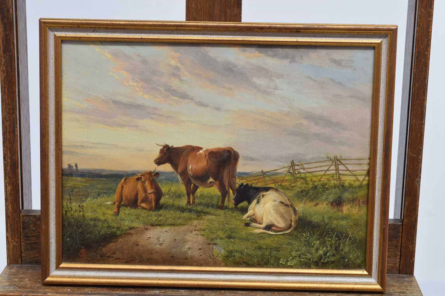 Manner of Thomas Sidney Cooper (1803-1902) - Oil on canvas - Cattle in landscape - Image 2 of 14