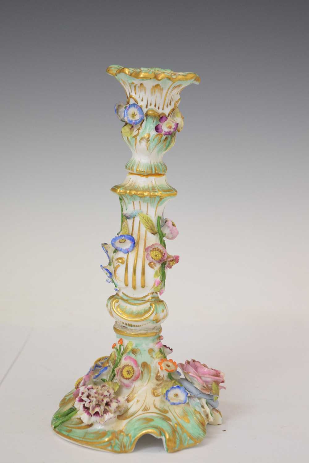 Pair of early 20th century Continental flower-encrusted candlesticks - Image 3 of 12