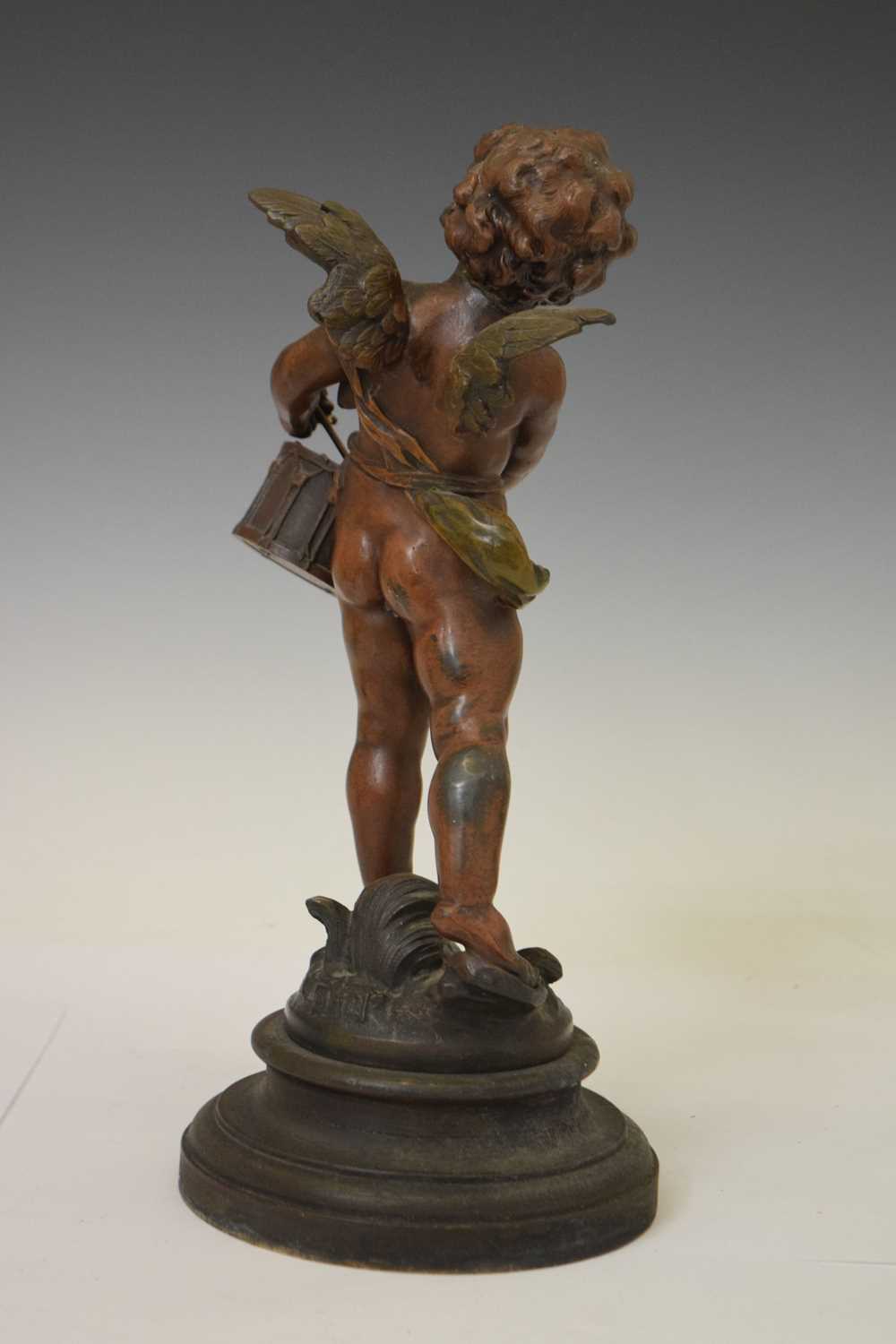 After L & F Moreau - Pair of bronzed spelter angel musicians - Image 4 of 9