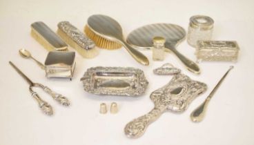 Quantity of silver-backed dressing table items