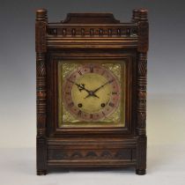 Winterhalder & Hofmeier German oak cased mantel clock