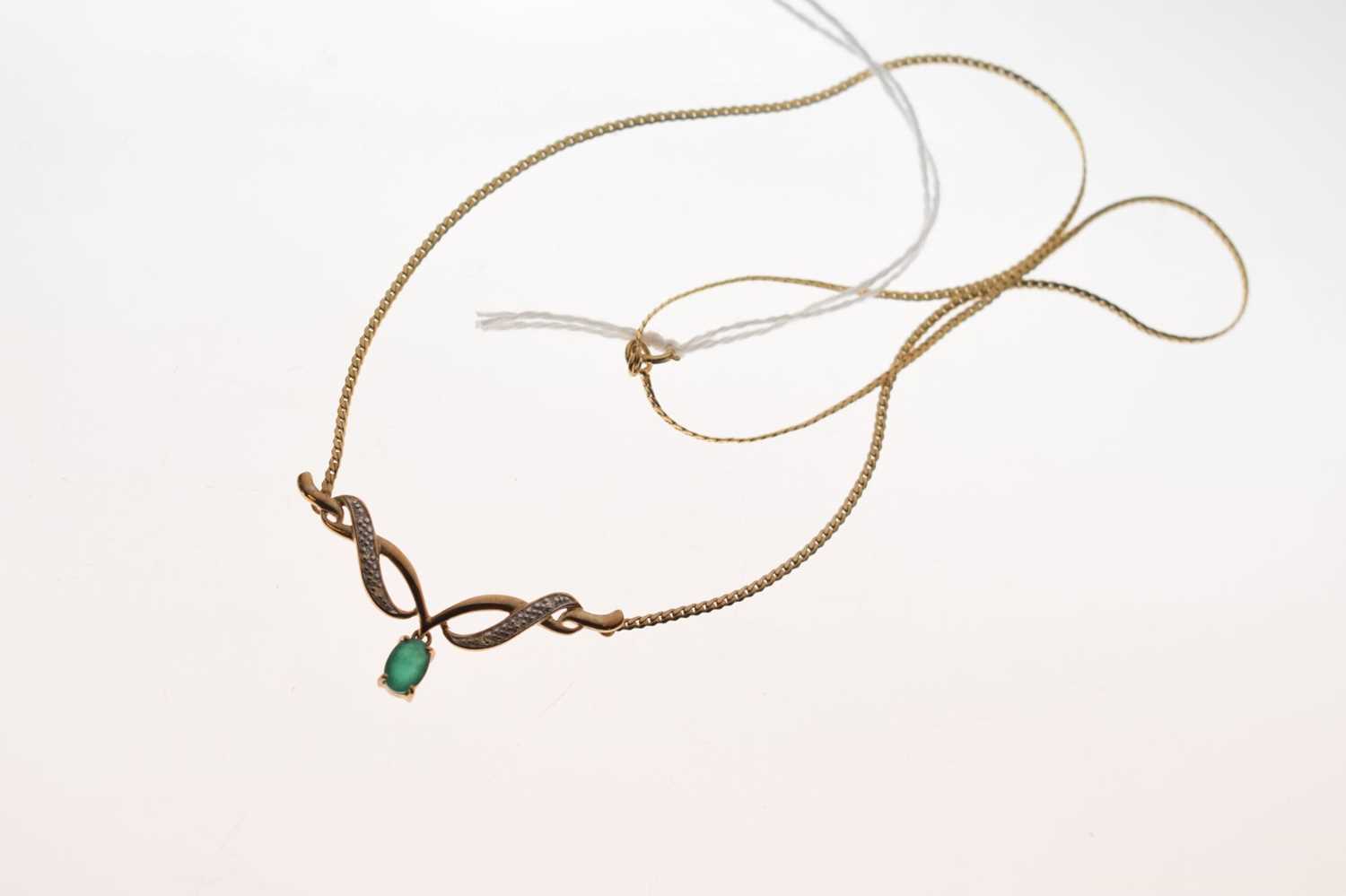 9ct gold, emerald and diamond pendant - Image 2 of 6