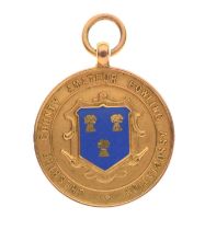9ct gold and blue enamel bowling medallion