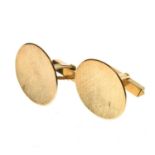 Circular textured yellow metal cufflinks