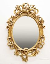 Reproduction giltwood oval wall mirror