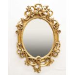 Reproduction giltwood oval wall mirror