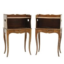 Pair of French two-tier etageres night cupboards