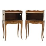 Pair of French two-tier etageres night cupboards