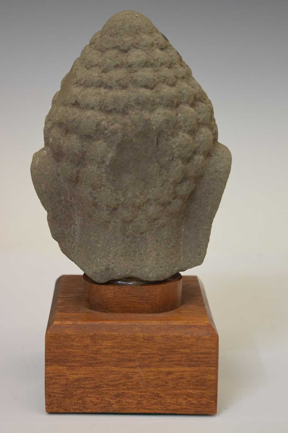 Two South East Asian grey stone busts and a carved stone fragment - Image 8 of 11