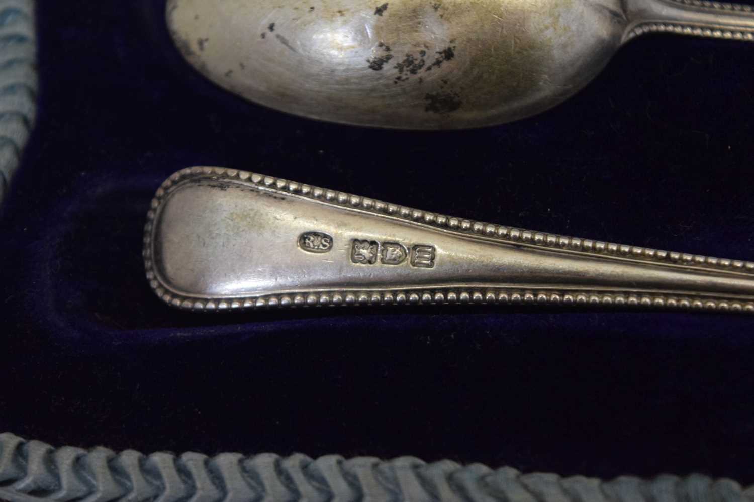 Pair of 18th century silver sugar nips, two cased silver Christening sets, etc - Image 9 of 12