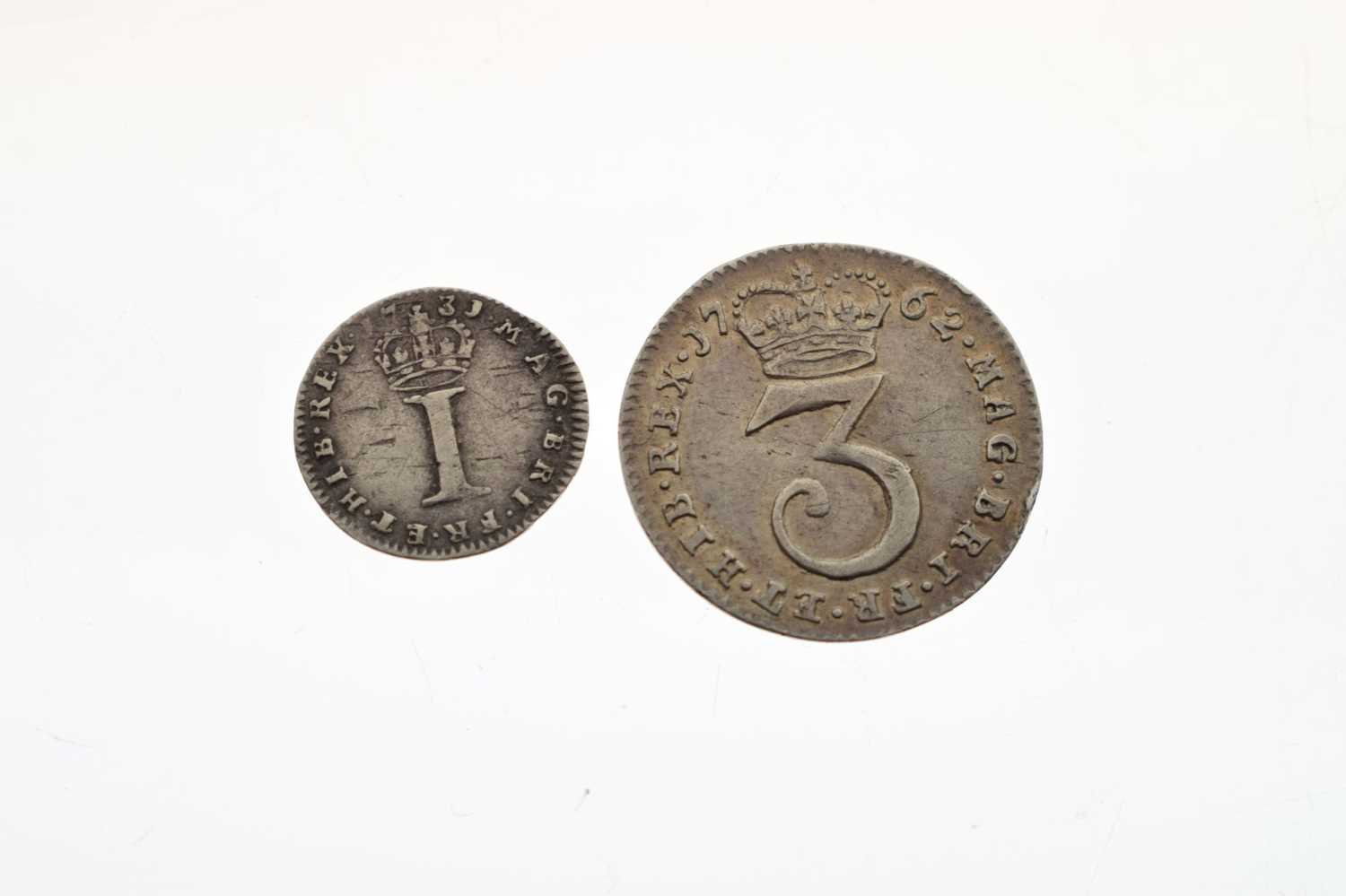 Four Georgian milled coins, George II and George III - Image 2 of 8