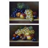 Pair of reproduction oil on panels of still life of fruit