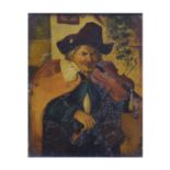 19th century Dutch School - Oil on metal - Violinist