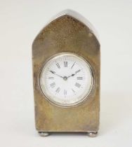 Late Victorian silver cased miniature desk clock