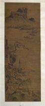 Anonymous - Chinese watercolour scroll painting depicting a river landscape