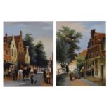 Pair of oils on panel - Dutch street scenes