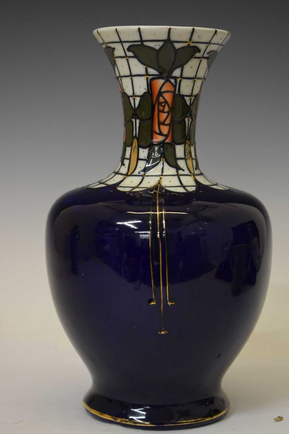 Frederick Rhead 'Trellis' pattern dark blue ground vase - Image 11 of 20