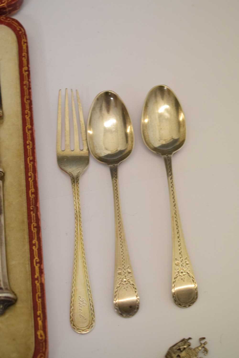 Victorian silver butter dish, cased set of George V silver handled fruit knives and forks, etc - Image 13 of 22