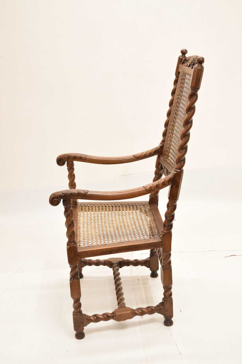 Late 17th century-style cane-seated and backed open armchair - Image 6 of 10