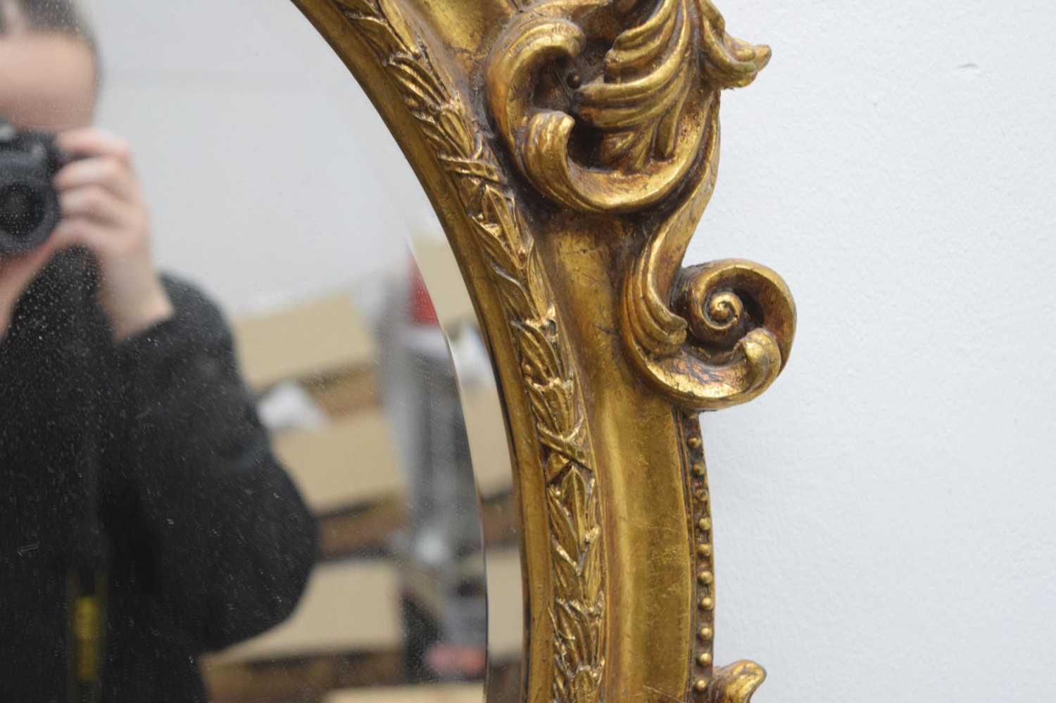 Reproduction giltwood oval wall mirror - Image 5 of 8