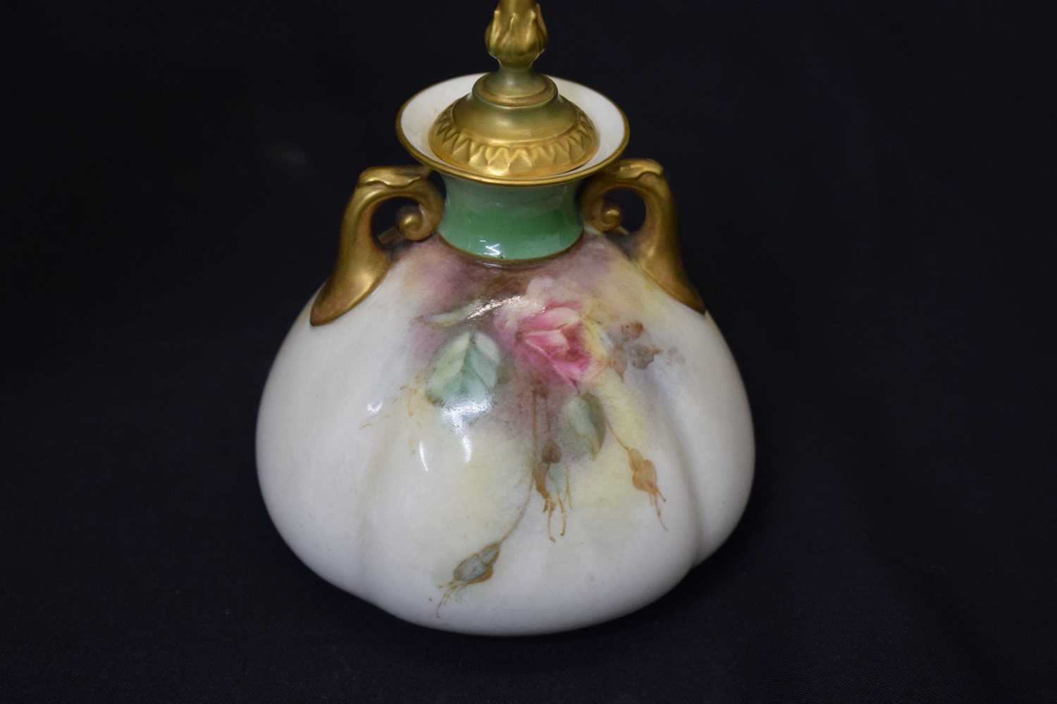 Mille Hunt for Royal Worcester floral and gilt decorated pedestal vase - Image 6 of 10