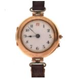 Early 20th century 9ct gold cased wristwatch