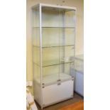 Modern glazed panelled and metal framed display cabinet