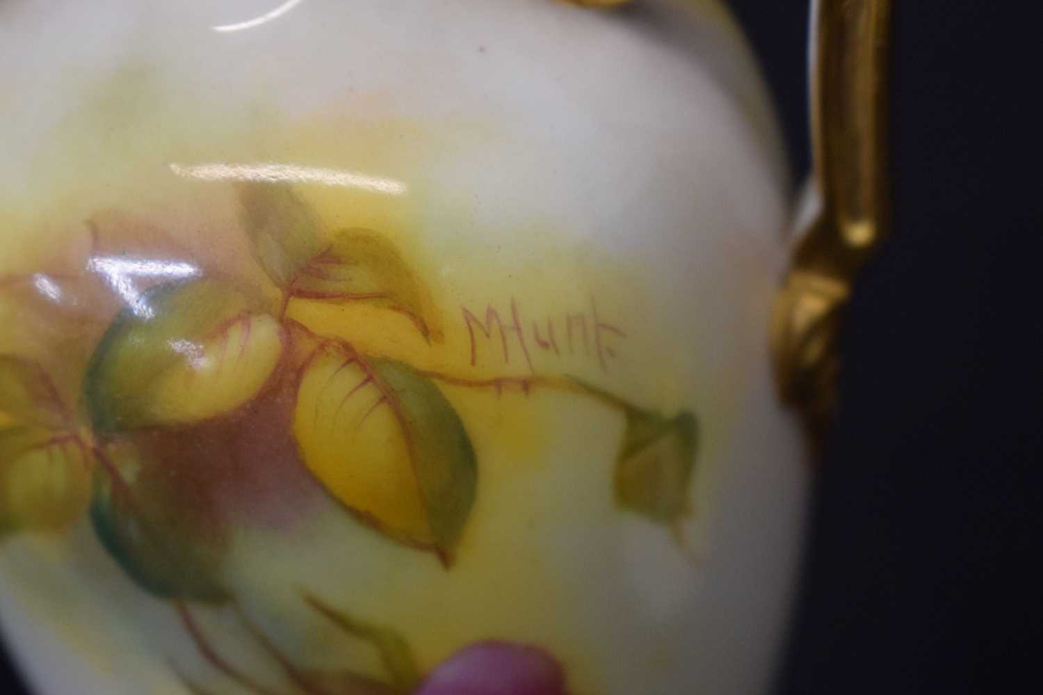 Mille Hunt for Royal Worcester floral and gilt decorated pedestal vase - Image 8 of 10