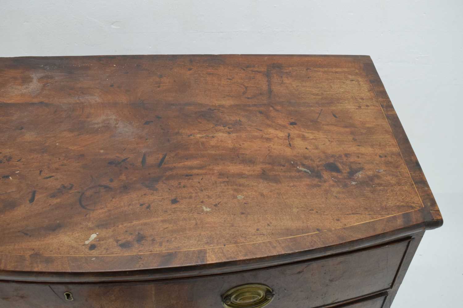 Early 19th century mahogany bowfront chest of four long drawers - Image 5 of 10