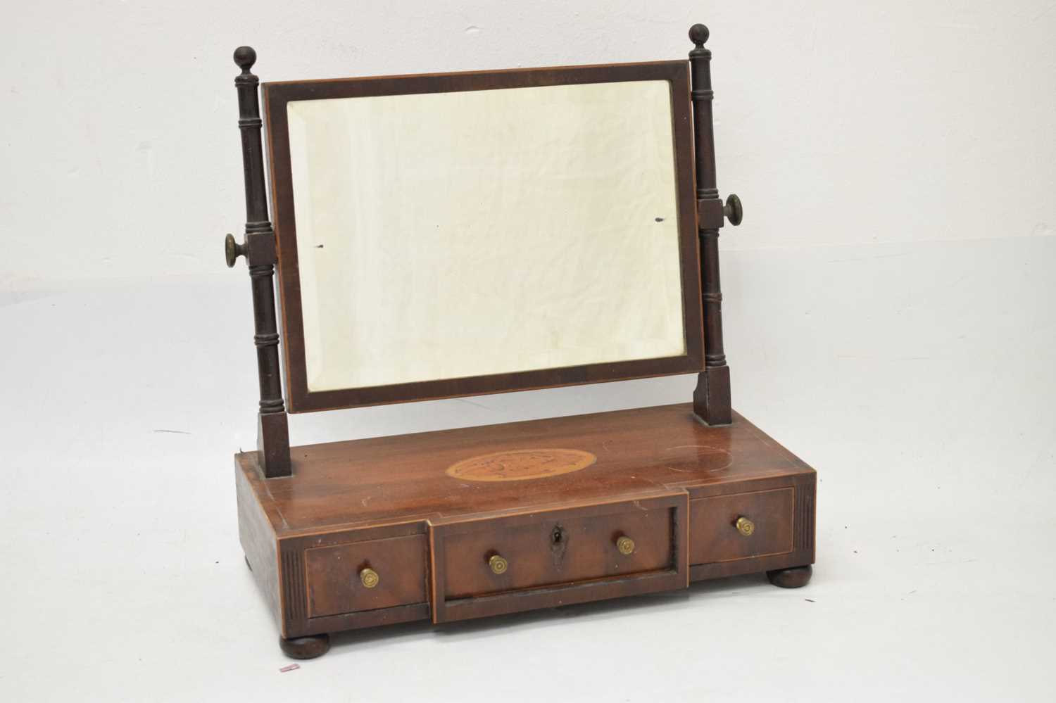 George III mahogany inlaid breakfront dressing table mirror - Image 3 of 12