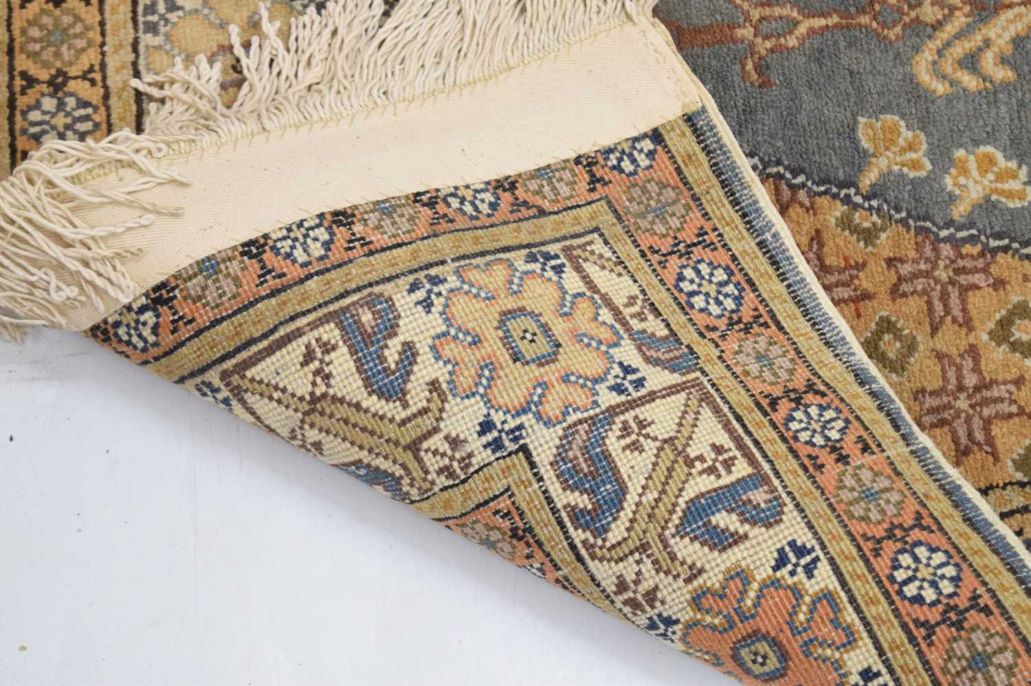 Small Middle Eastern blue and yellow ground prayer rug - Image 8 of 8