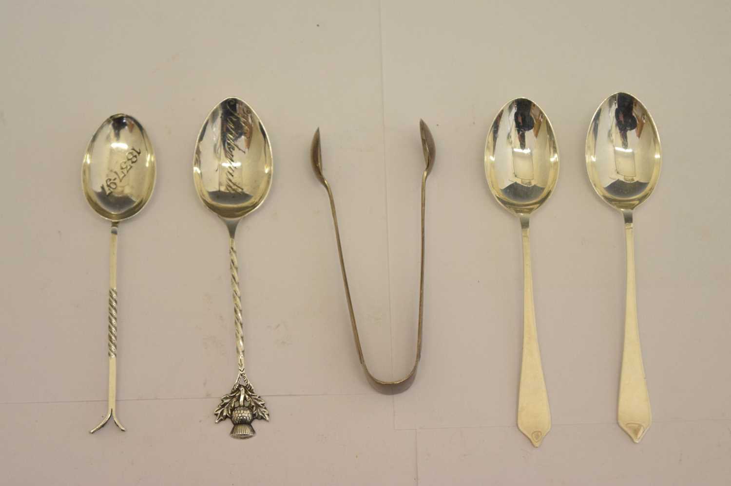 Set of eight German cake forks, an Elizabeth II silver mounted desk clock and photograph frame, etc - Image 6 of 7