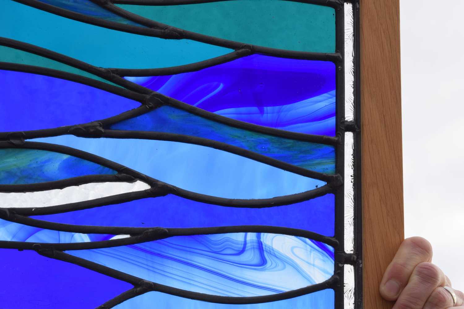 Late 20th century leaded stained glass Noah's Ark panel - Image 5 of 8