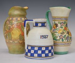 Charlotte Rhead - Crown Ducal Edward VIII coronation jug and two other jugs