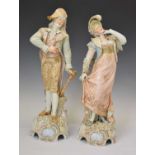 Large pair of early Continental porcelain figures of a courting couple