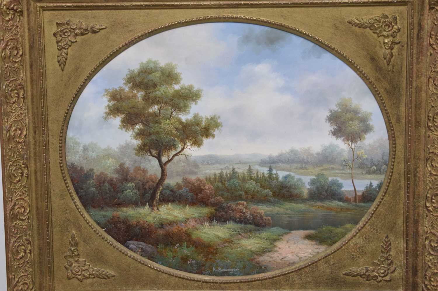 K. Bassenger - Pair of oval oil on board - Rural landscapes - Image 2 of 12