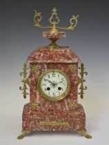 Late 19th century rouge marble mantel clock