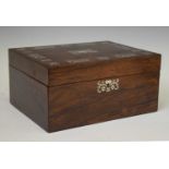 Victorian rosewood and mother-of-pearl inlaid sewing box