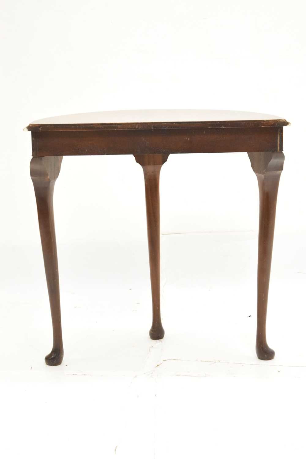 Mid 20th century walnut demi-lune console table - Image 5 of 5