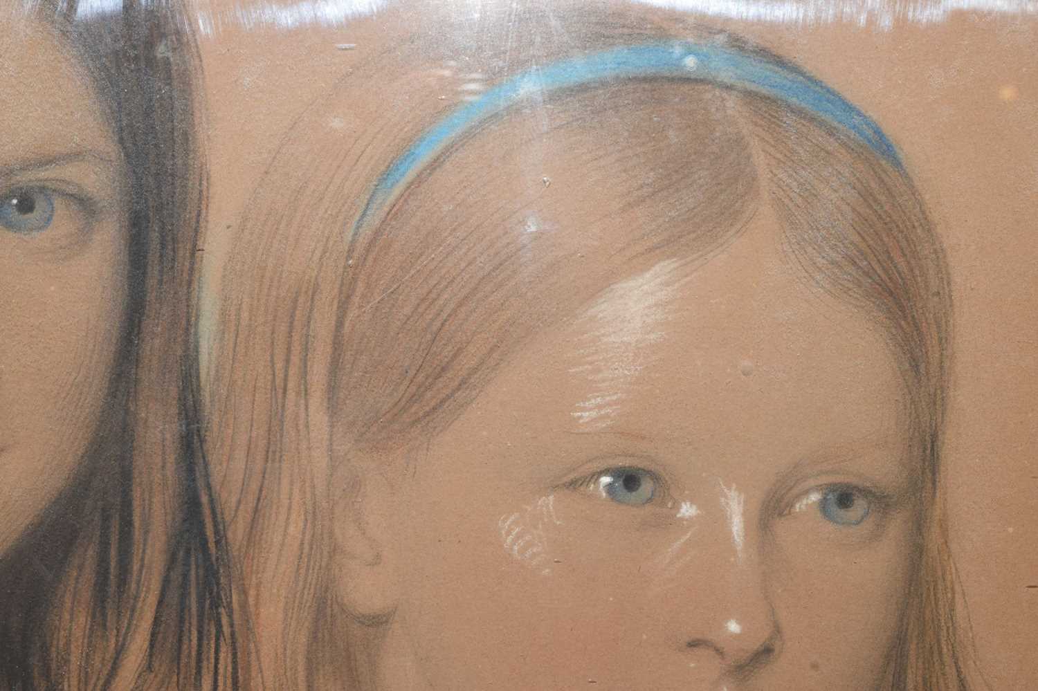 Alexander Blackley (1816-1903) - Oval pastel of two young girls - Image 3 of 9